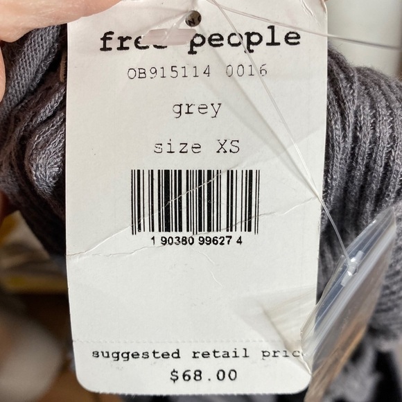 Free People Gray Waffle Henley XS 0-2 NWTS - Picture 6 of 9